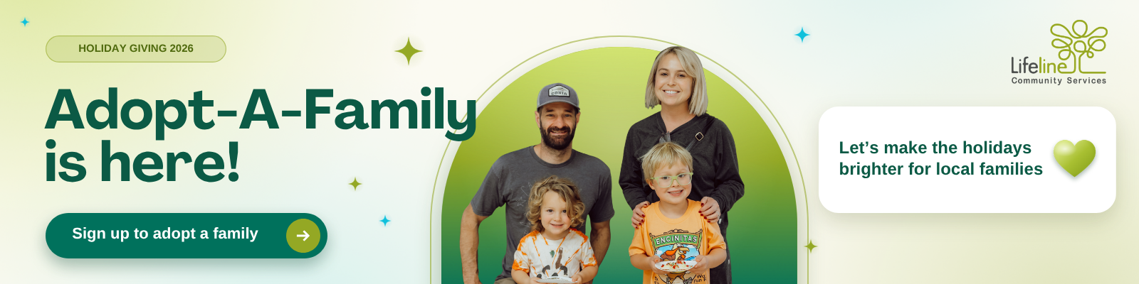 Adopt-A-Family is here! Sign up to adopt a family and help make the holidays brighter for local families.